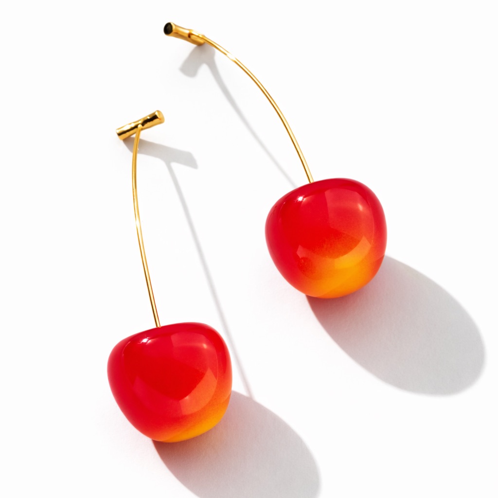 New! Cherry Drop Earrings In Peach